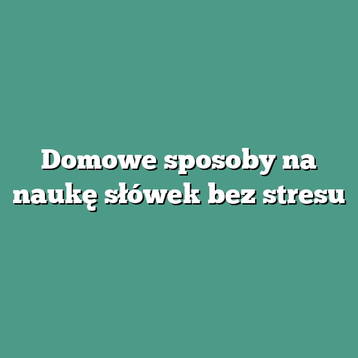 Domowe sposoby na naukę słówek bez stresu