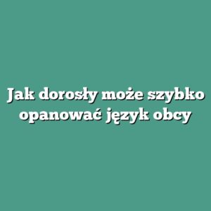 Jak dorosły może szybko opanować język obcy