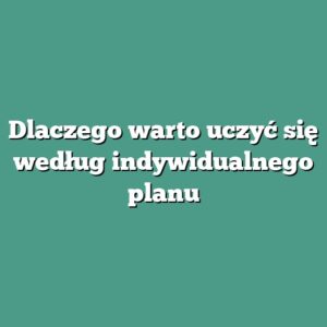 Dlaczego warto uczyć się według indywidualnego planu