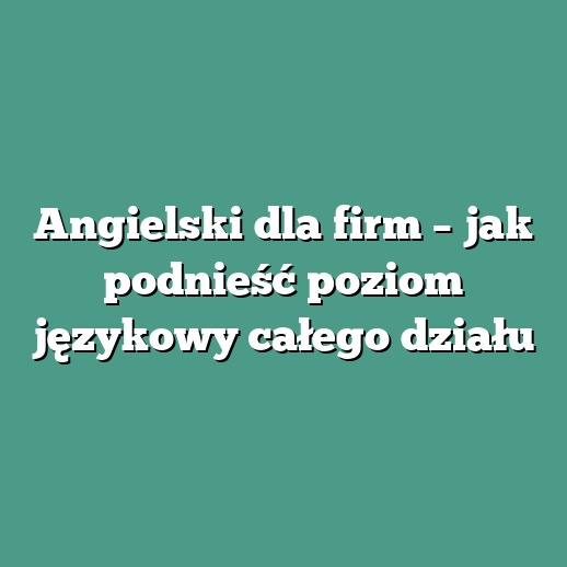 Angielski dla firm – jak podnieść poziom językowy całego działu