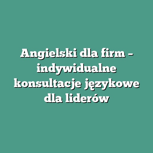 Angielski dla firm – indywidualne konsultacje językowe dla liderów