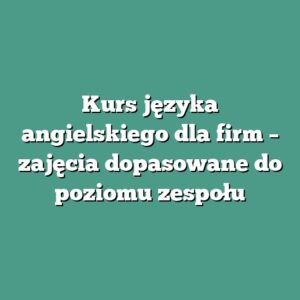 Kurs języka angielskiego dla firm – zajęcia dopasowane do poziomu zespołu