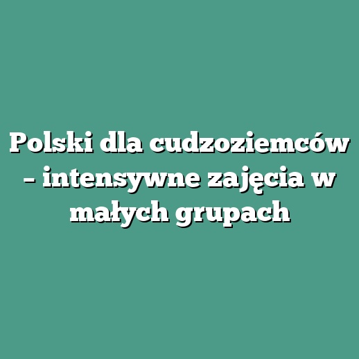 Polski dla cudzoziemców – intensywne zajęcia w małych grupach