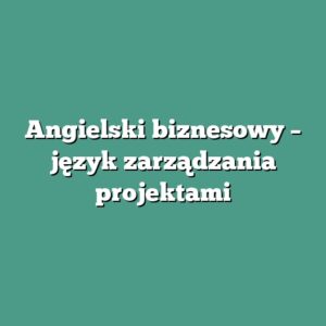 Angielski biznesowy – język zarządzania projektami